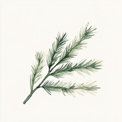 Fototapeta premium cozy watercolor style illustration of pine branch, showcasing delicate green needles and soft background. This artwork evokes sense of tranquility and nature