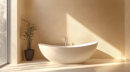 Modern Uncluttered Bathroom with Sleek Bathtub