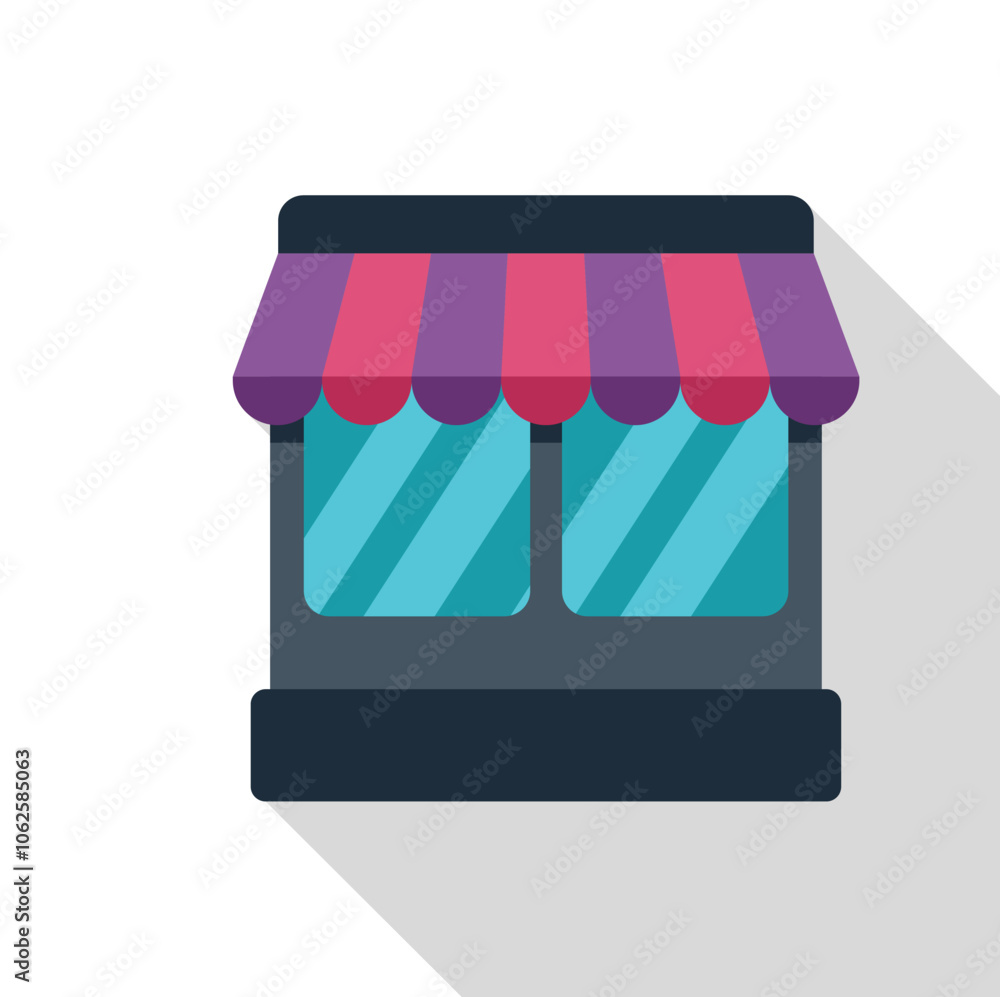 Poster vibrant store front enticing customers with its colorful awning and large windows, showcasing a mode