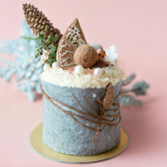 羊毛フェルトのプチケーキ　ブルーベリー