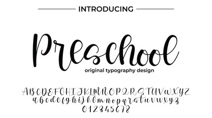 Preschool Font Stylish brush painted an uppercase vector letters, alphabet, typeface