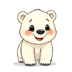 Fototapeta premium cute polar bear with a happy expression on white background