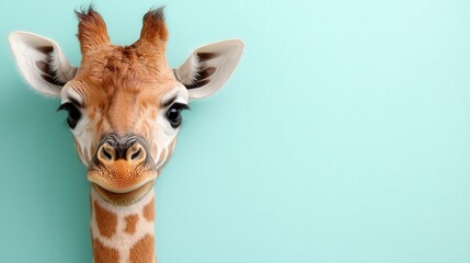 Naklejka premium Cute Baby Giraffe Portrait with Copy Space Wildlife Photography
