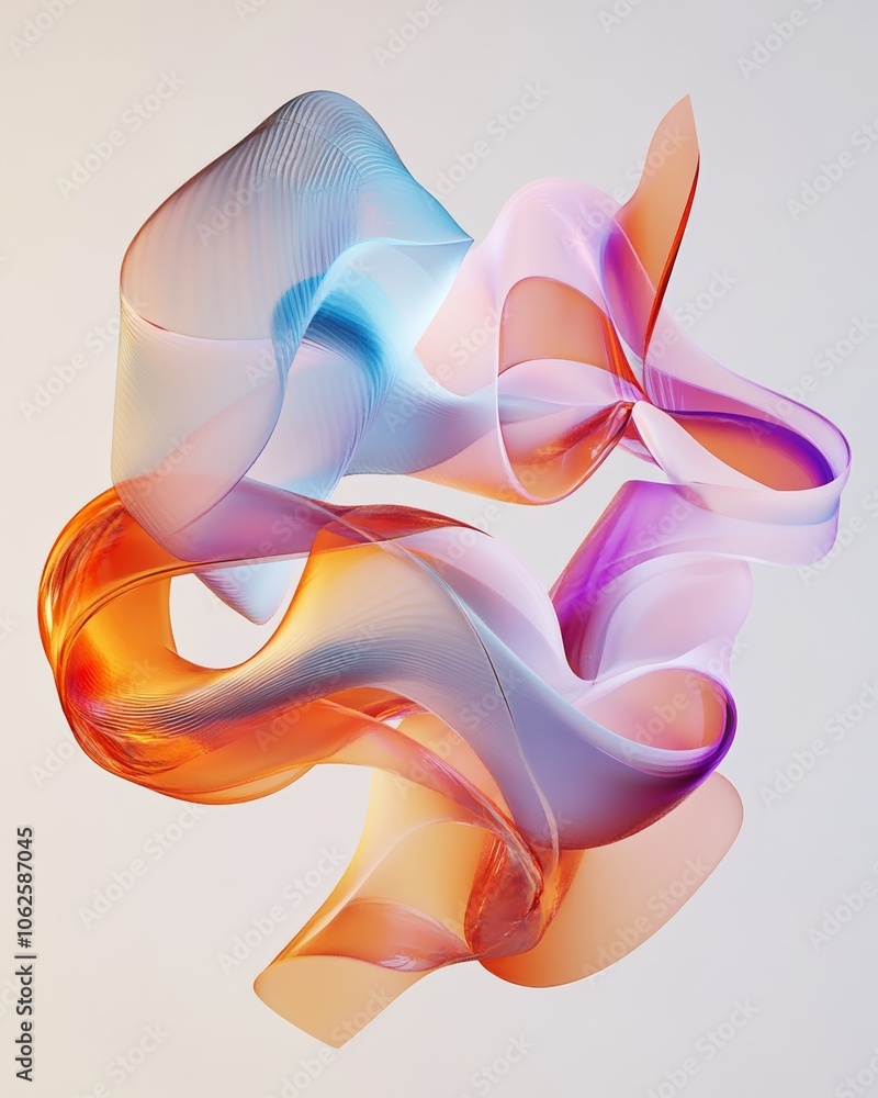 Poster intertwining 3d ribbons in soft gradient