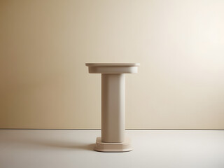 wooden press podium isolated on beige background	