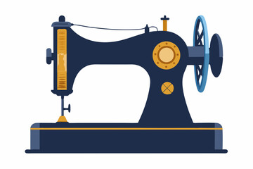 Old sewing machine isolated on white background