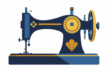 Old sewing machine isolated on white background