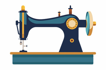 Old sewing machine isolated on white background