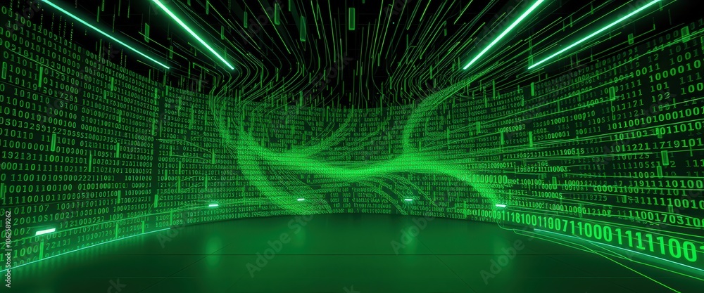 Poster abstract green digital data network background