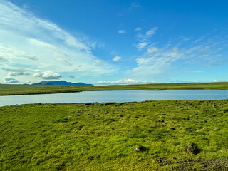 Thingvellir, Iceland - August 12, 2024: Landscape scenery in the region around Thingvellir National Park in Iceland 