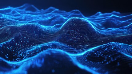 Abstract Blue Digital Waves