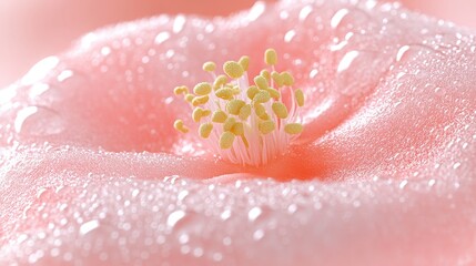 Close up of a Pink Flower with Dew Drops   Macro Photography