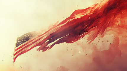 Usa's iconic flag blowing in wind, horizontal banner, image embodies american spirit and concept of independence and democracy. Wind Spirit. Illustration