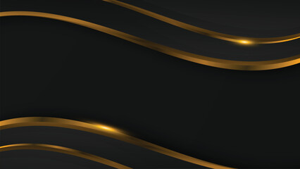 Abstract luxury black and gold wavy shape background wallpaper illustration