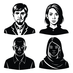 business people set full black silhouette