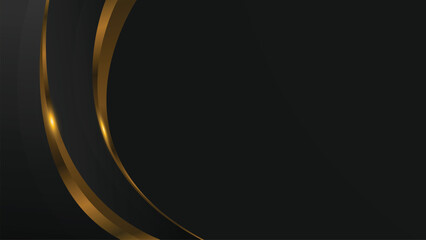 Abstract luxury black and gold wavy shape background wallpaper illustration