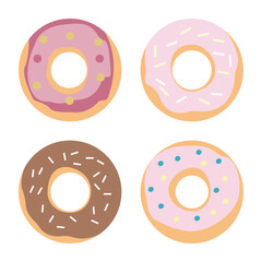 Collection of Pastel Doughnut Donut Delicious Sweet Food with Sprinkles Topping