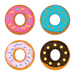 Collection of Doughnut Donut Delicious Sweet Food with Topping