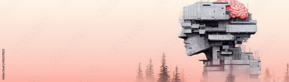 Poster futuristic ai brain architecture technology innovation automation