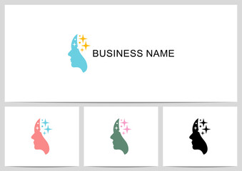 Human Head Sparkling Star Shine Logo Design