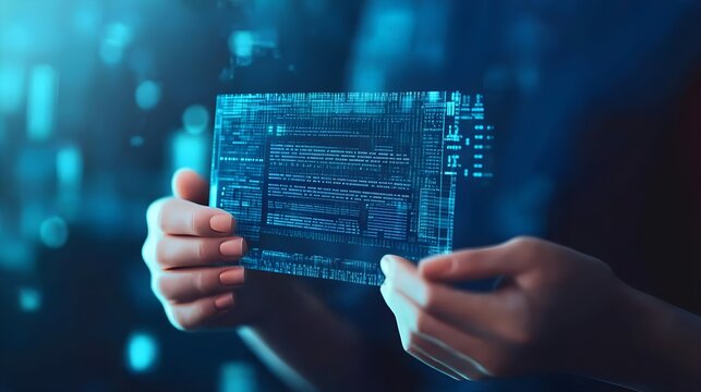 Hands Holding Digital Code