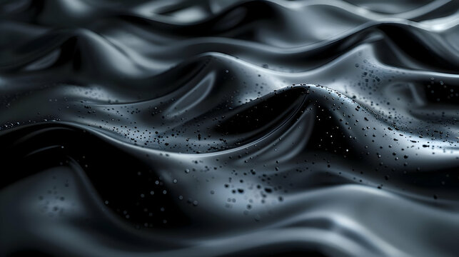 Abstract Black Liquid Wave with Droplets - 4K Background Animation