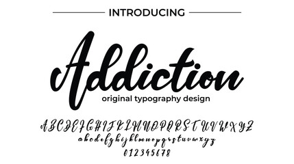 Addiction Font Stylish brush painted an uppercase vector letters, alphabet, typeface