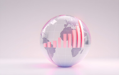 illustration pink globe on white