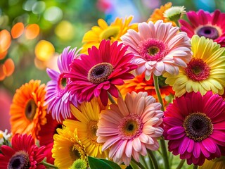 Beautiful Flower Decorations for Weddings with Gerber Daisies in Colorful Backgrounds and Copy Space for Invitations and Event Announcements