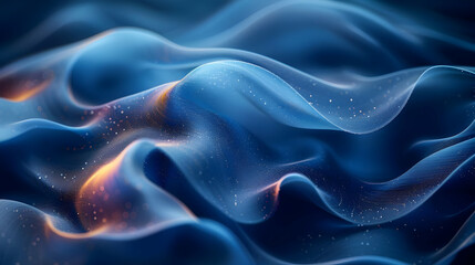 Abstract Blue Wavy Background Animation with Shimmering Particles