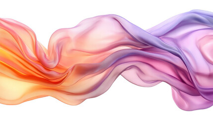 Fototapeta premium flowing silk fabric creates graceful motion in abstract design, showcasing soft hues of orange, pink, and purple. delicate texture evokes sense of elegance and fluidity