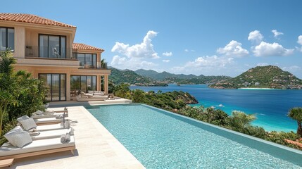 Fototapeta premium Luxury Villa with Infinity Pool and Ocean View
