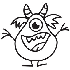 Funny stick  figure monster vector cartoon illustration