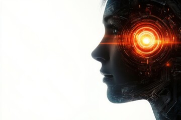 Fototapeta premium Futuristic Human Profile with Intricate Design Elements
