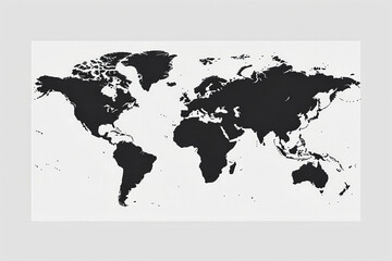 A striking artistic representation of the world map in black and white, showcasing continents and oceans.