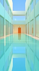 Obraz premium Modern Minimalist Architecture with Indoor Pool and Reflection
