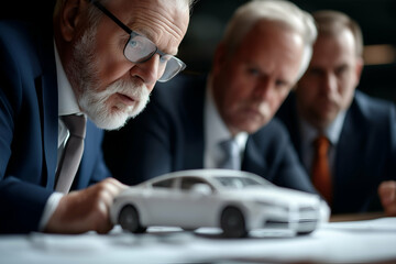 Senior Executives Analyzing Car Model for Product Design Review