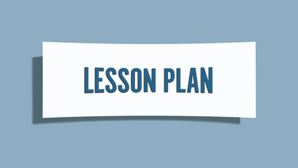 Lesson Plan.. A card isolated on blue background.