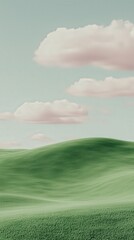 Obraz premium Rolling Green Hills with Fluffy Clouds Nature Landscape Background