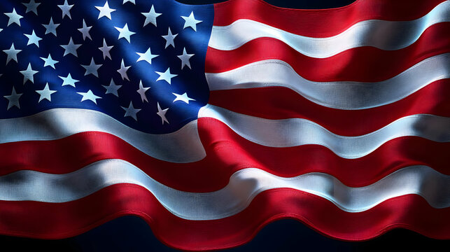 Waving American Flag - Close Up, 4K Video Footage