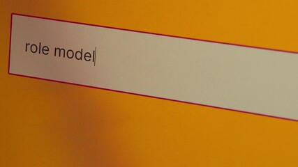 User search about role model by search web on internet find positive inspiration, behavior and personality from heroic or famous idol. Online website technology convenience for research. Webography.