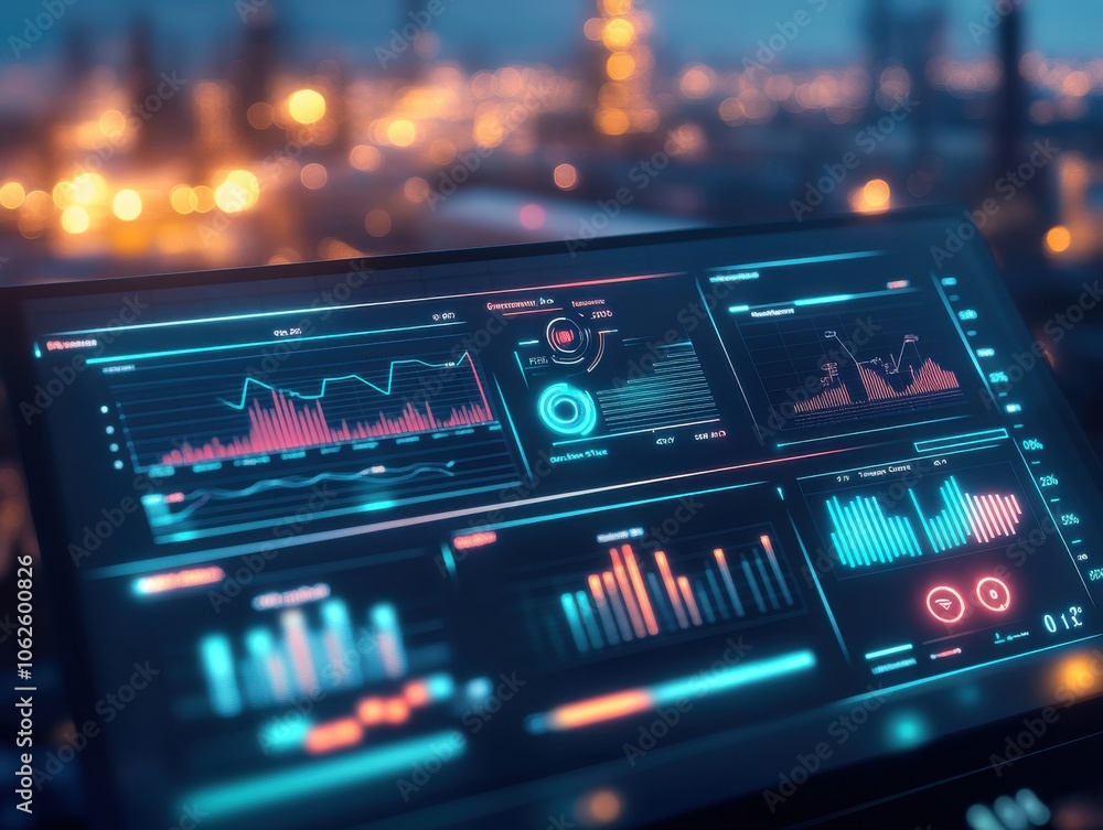 Poster a modern data dashboard displaying vibrant analytics, graphs, and metrics, showcasing technology in 