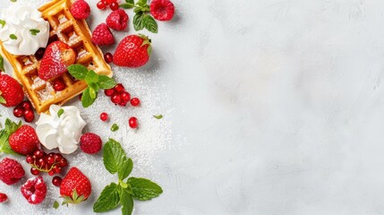 Indulge in the golden, crispy layers of these freshly baked waffles, perfect for a delightful breakfast treat