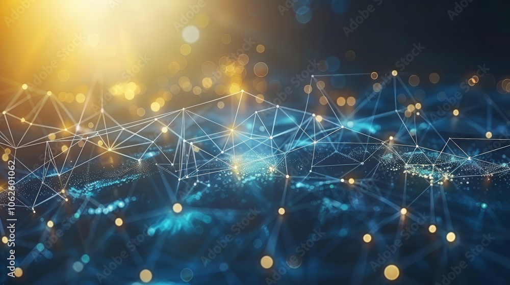 Poster a vibrant digital landscape filled with glowing points of light and interconnecting lines showcases 