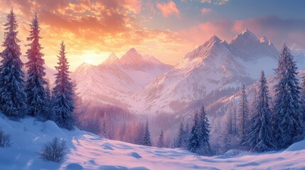 winter landscape with mountains