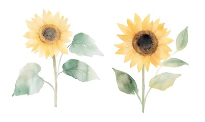 Fototapeta premium Sunflowers clipart set, Generative AI 