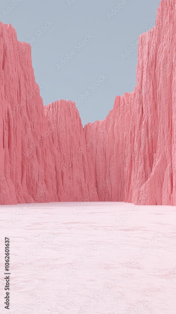 Poster abstract pink canyon landscape with empty space for text or product display