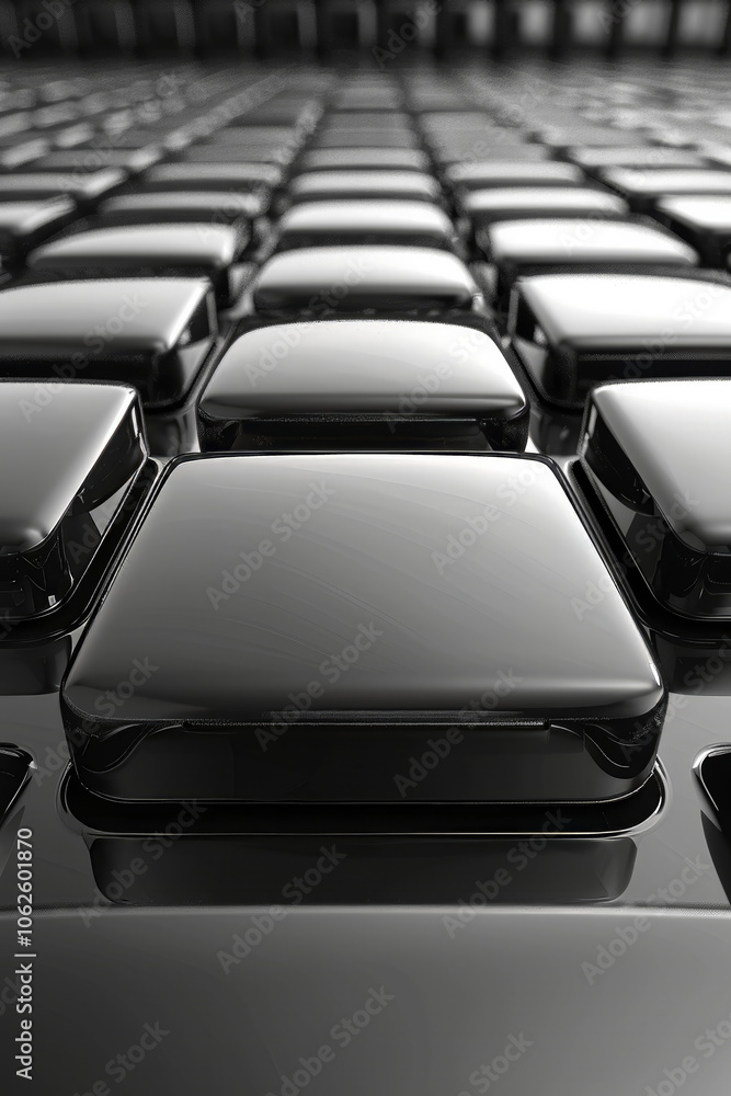 Poster a close-up of glossy black keyboard keys highlights their sleek texture and reflective surface. the 