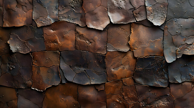 Abstract Cracked Texture Background | Brown & Black Tiles | Seamless Loop - Powered by Adobe