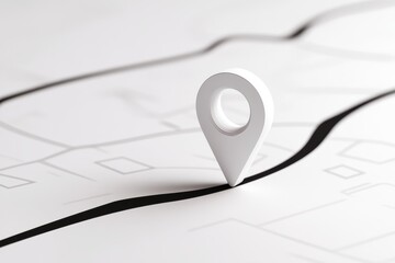 Fototapeta premium Isometric 3D White Map with Pin - Geographic Information - Cartography and Navigation Industry